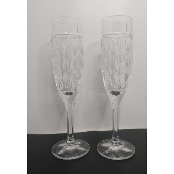 Set Of 2 Ralph Lauren Crystal ‘Aston’ 9.5” Champagne Flutes - Picture 12 of 13